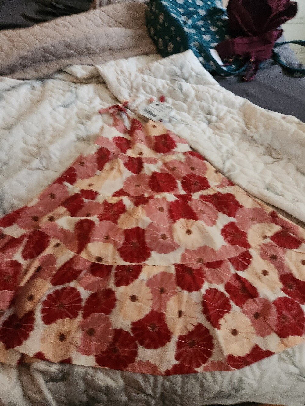 Girls' Red & Pink Floral Tiered Sundress
